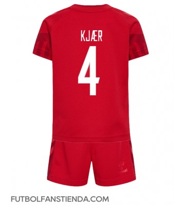 Dinamarca Simon Kjaer #4 Primera Equipación Niños Mundial 2022 Manga Corta (+ Pantalones cortos)